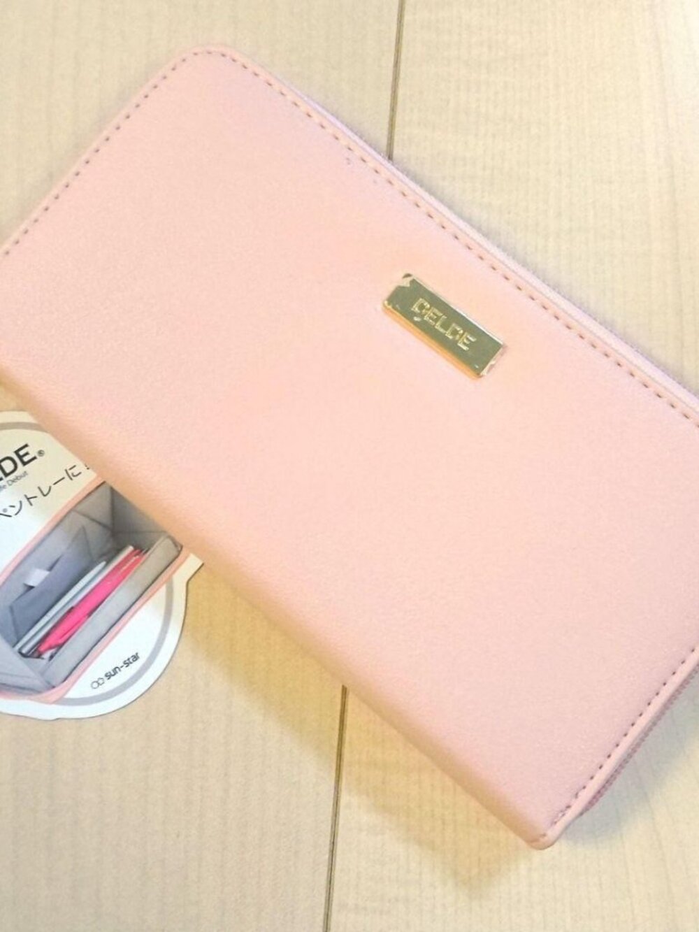 NEW Japanese Sunstar Stationery Delde Flat Pouch - Pink Pencil Case